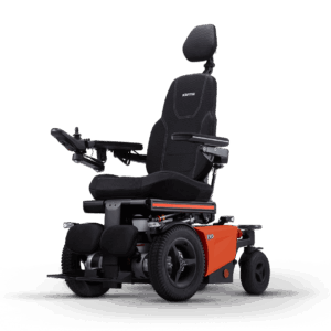 Karma Evo Lectus front-wheel drive powerchair in orange
